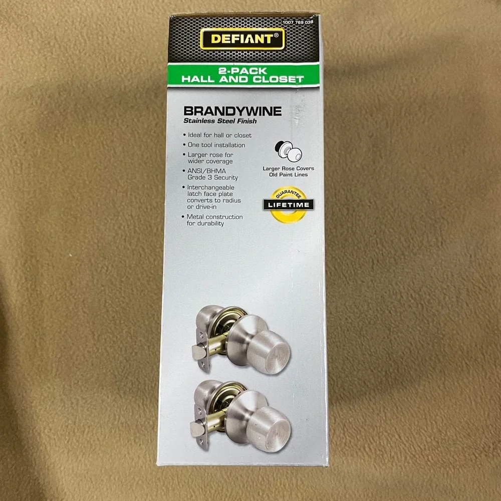 Defiant Brandywine 2 Pack Hall‎ Closet Door Knobs Stainless Steel Finish New